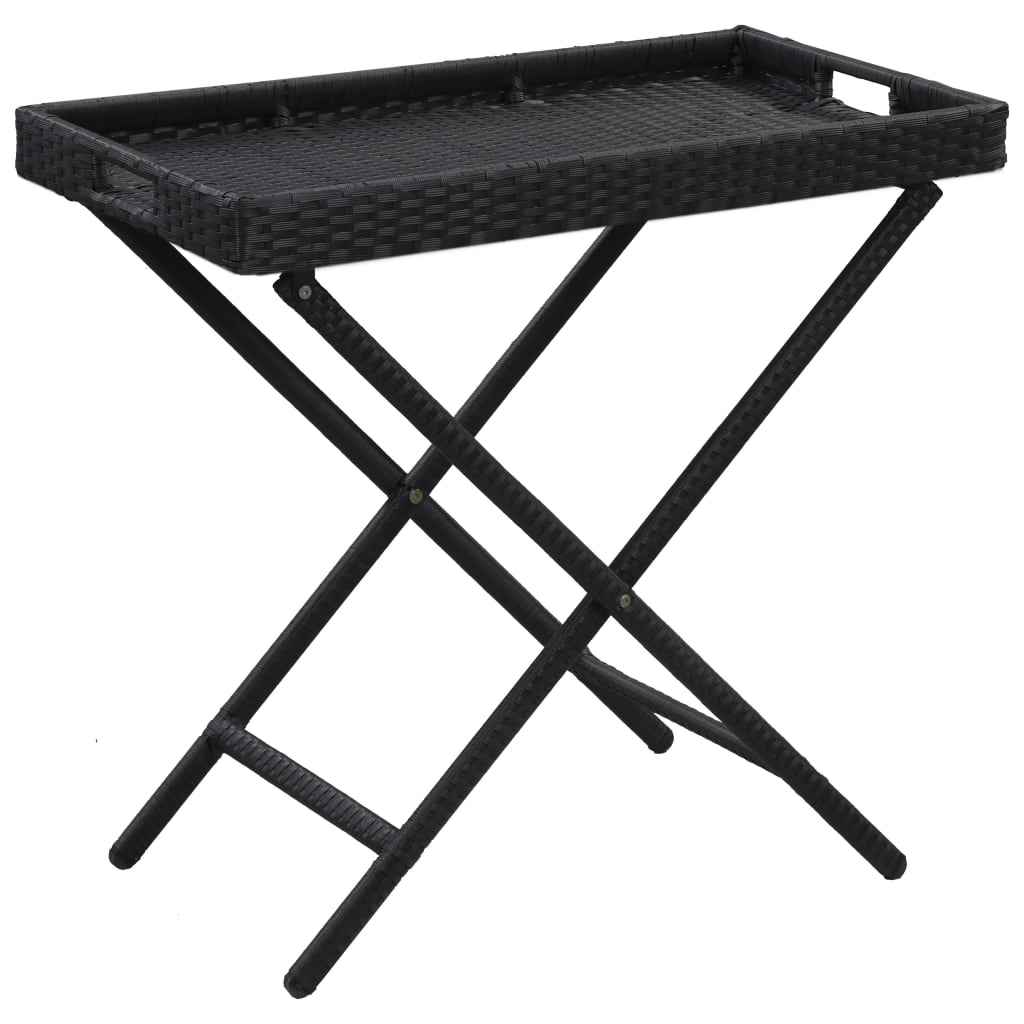 vidaXL Mesa dobrável 80x45x75 cm vime PE preto